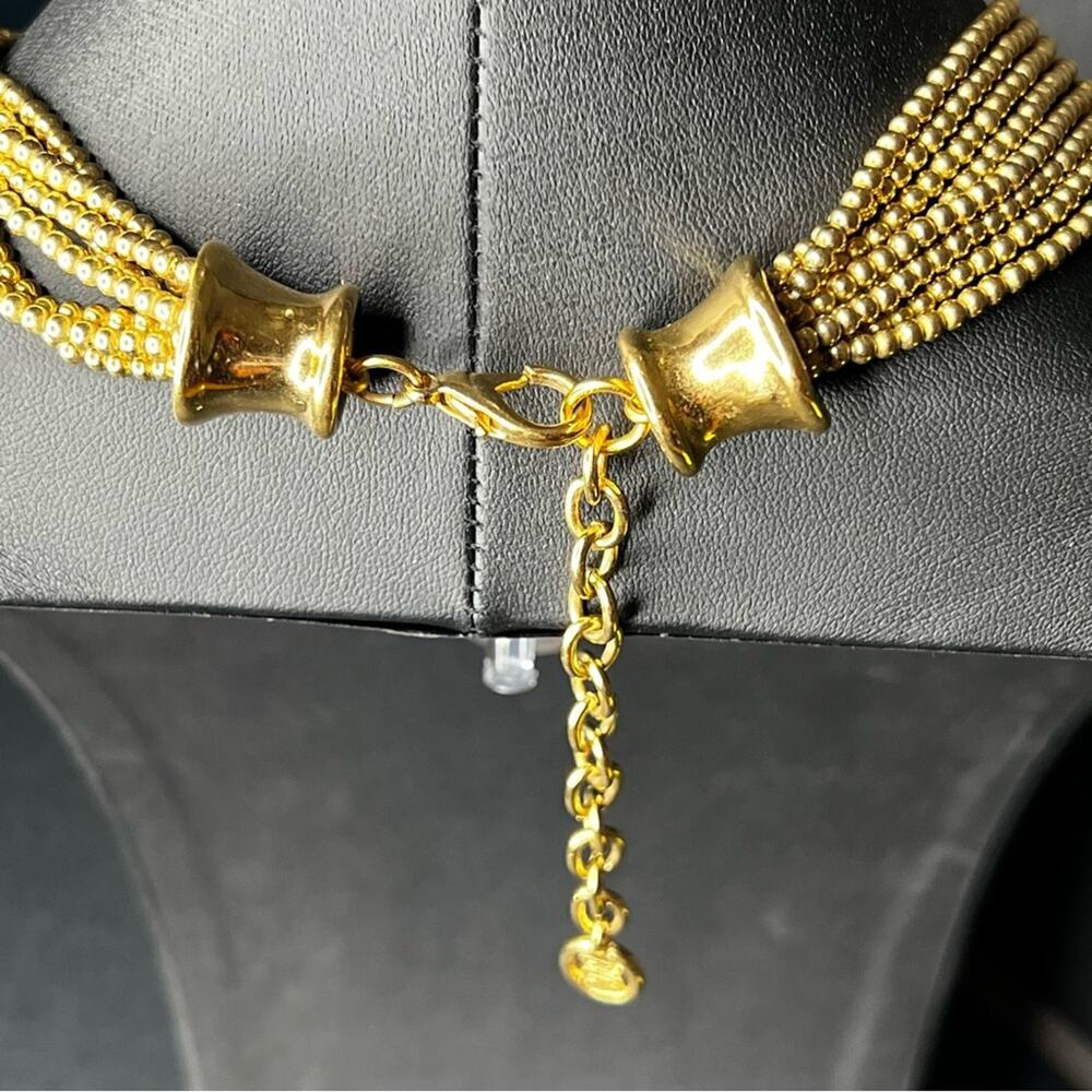 Givenchi Multi Strand Gold Tone Ball Chain Short Necklace 15" - Picture 3 of 4